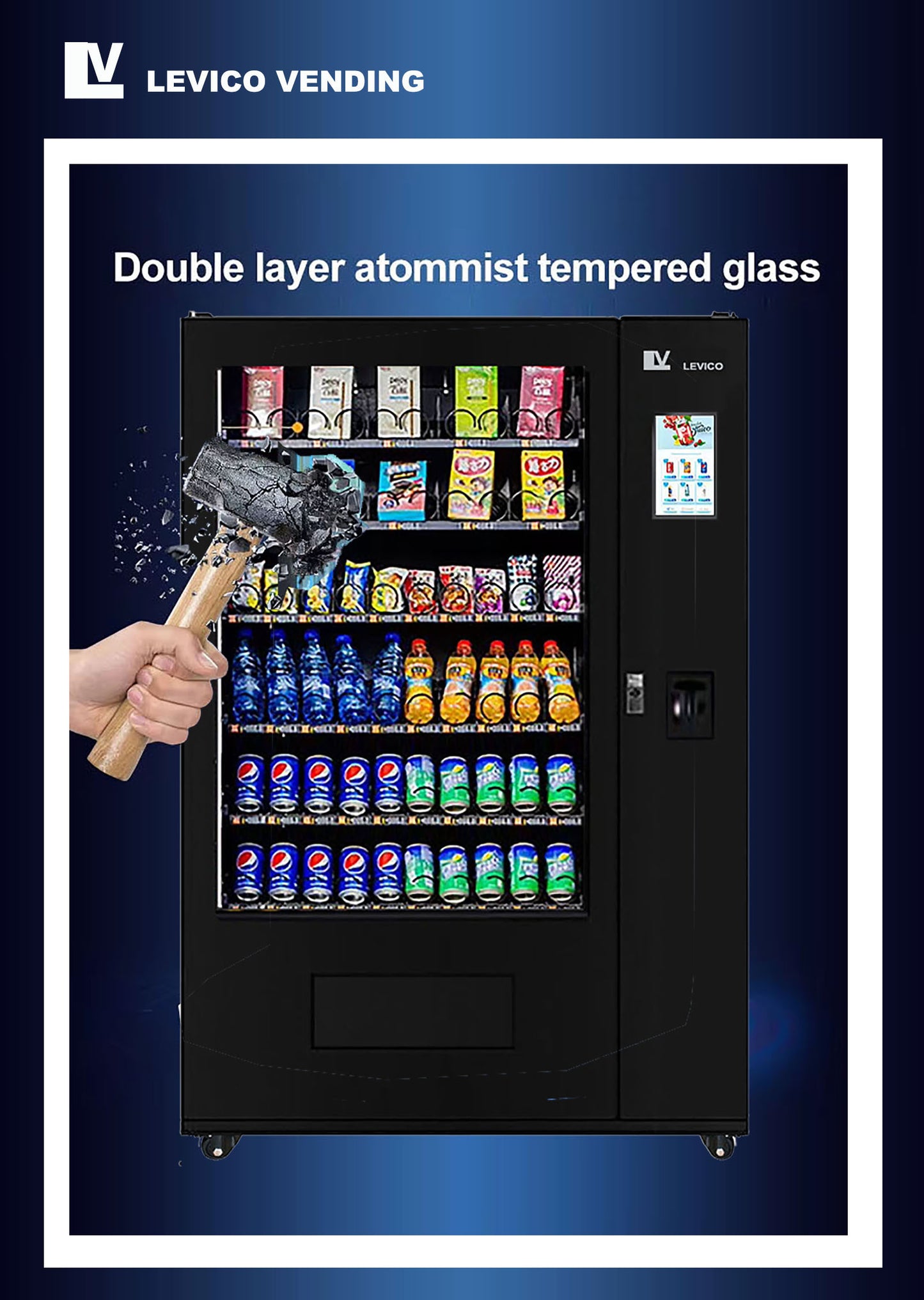Mason - LE3000C-BK-A Combo Vending Machine With Card reader Coin and Cash