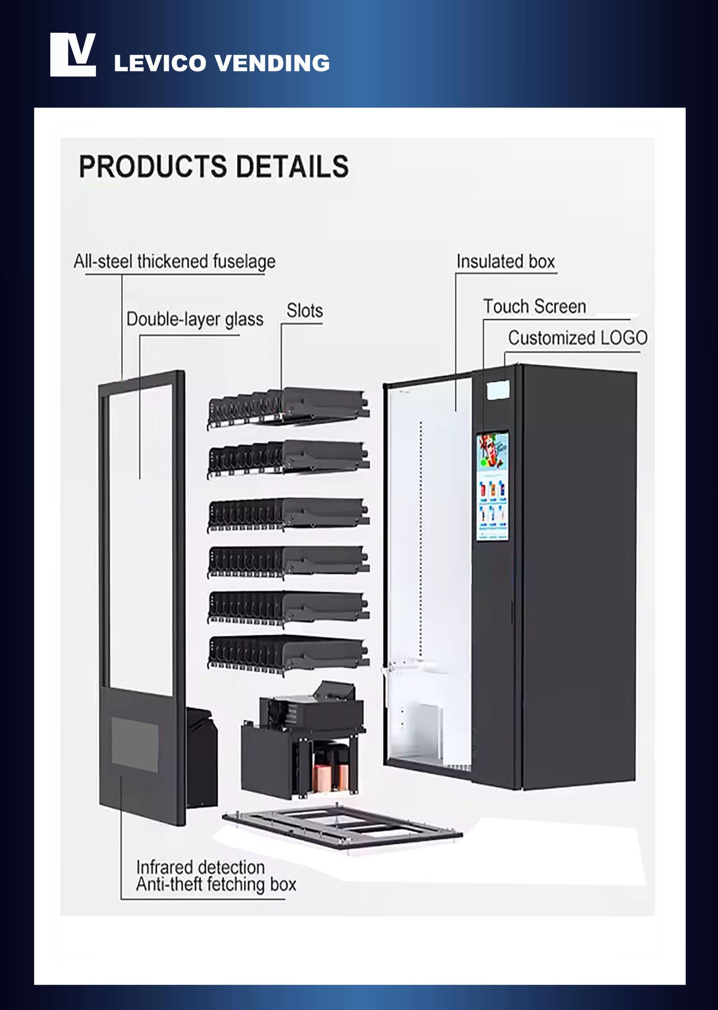 Marco - LE3000S-GY-A Snacks Vending Machine With Coin & Cash and Card reader